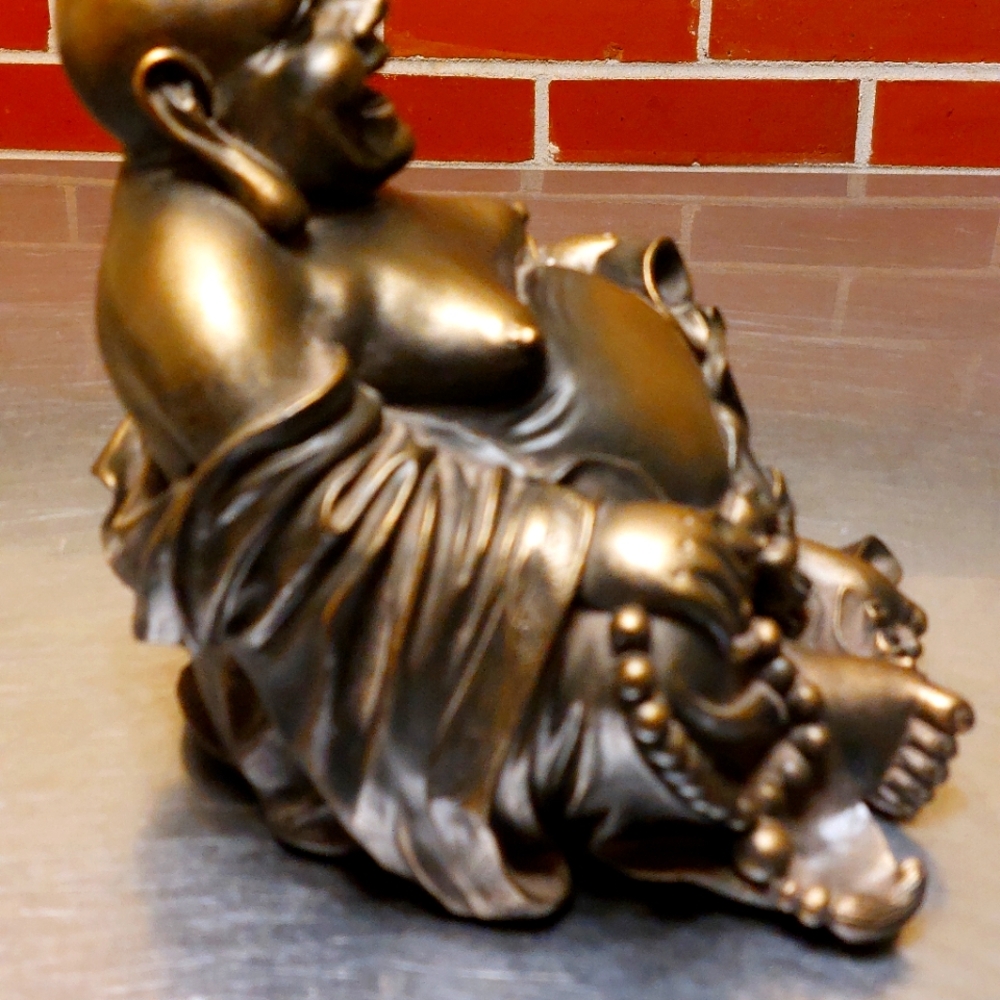 Large, Gold, Laughing, Buddha, Sculpture, Statue, Incense - Picture 7 of 10